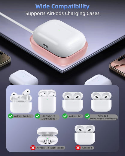 Qi Charger for Airpods 3, Wireless Charger for Apple Airpod 3/Airpods 2/Airpods, Wireless Charging Station for Airpods 3/Airpods Pro Wireless Charging, Wireless Charging Pad for Airpods Pro-Pink