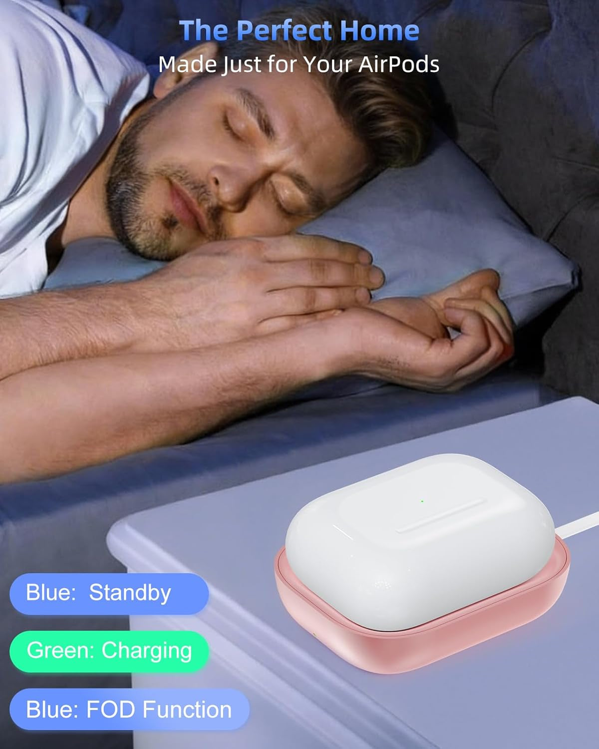 Qi Charger for Airpods 3, Wireless Charger for Apple Airpod 3/Airpods 2/Airpods, Wireless Charging Station for Airpods 3/Airpods Pro Wireless Charging, Wireless Charging Pad for Airpods Pro-Pink